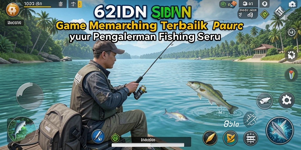 Tampilan gameplay menarik dalam 62IDN saat menangkap ikan.