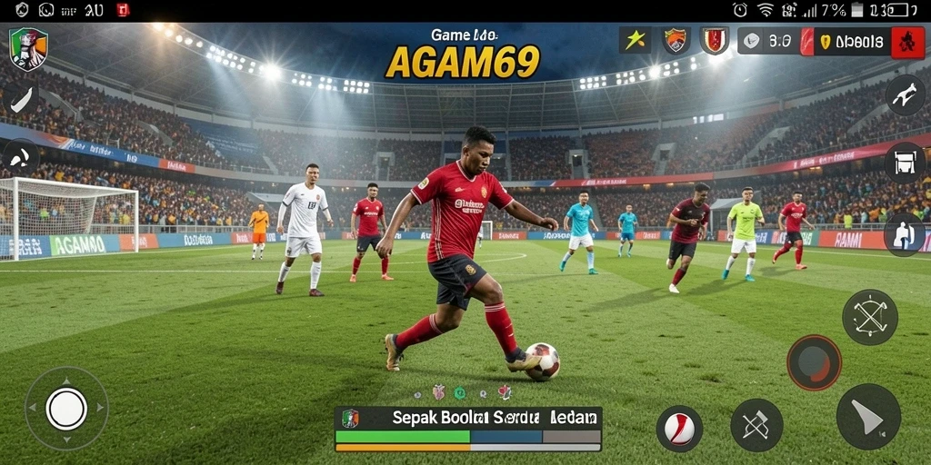 Tampilan gameplay menarik dari AGAM69 dengan aksi sepak bola yang mendebarkan.