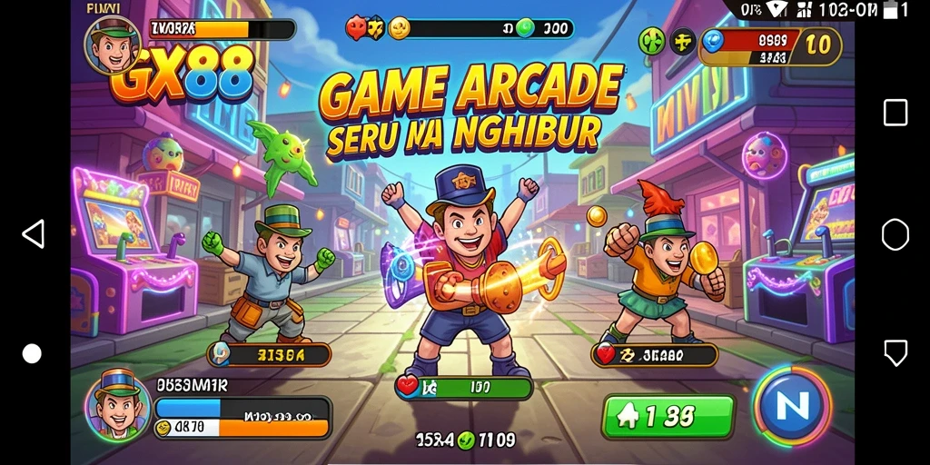 Tampilan gameplay GX88 yang seru dan penuh warna.