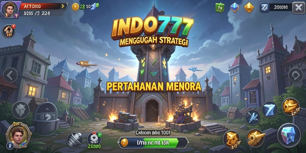 Tampilan gameplay seru dalam game Tower Defense INDO777.