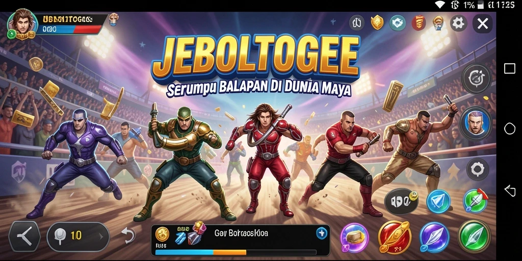 Screenshot gameplay JEBOLTOGEL yang menampilkan aksi balapan yang seru.