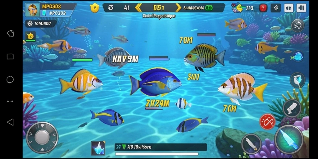 Tampilan gameplay <strong>MPO303</strong> saat menangkap ikan yang penuh warna.