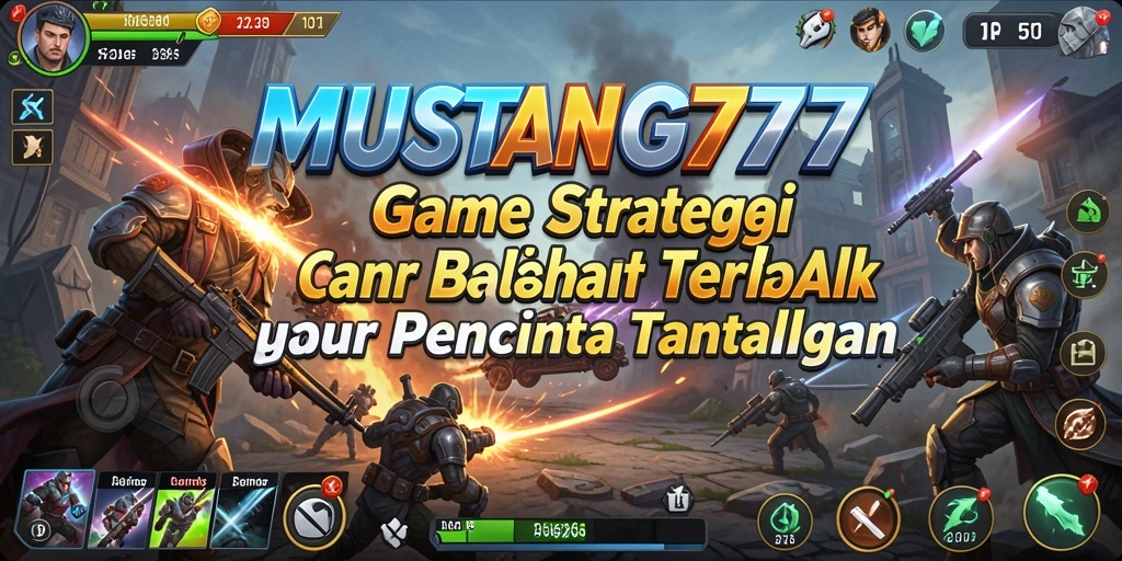 Tangkapan layar gameplay MUSTANG77 yang menampilkan pertempuran strategi yang intens.