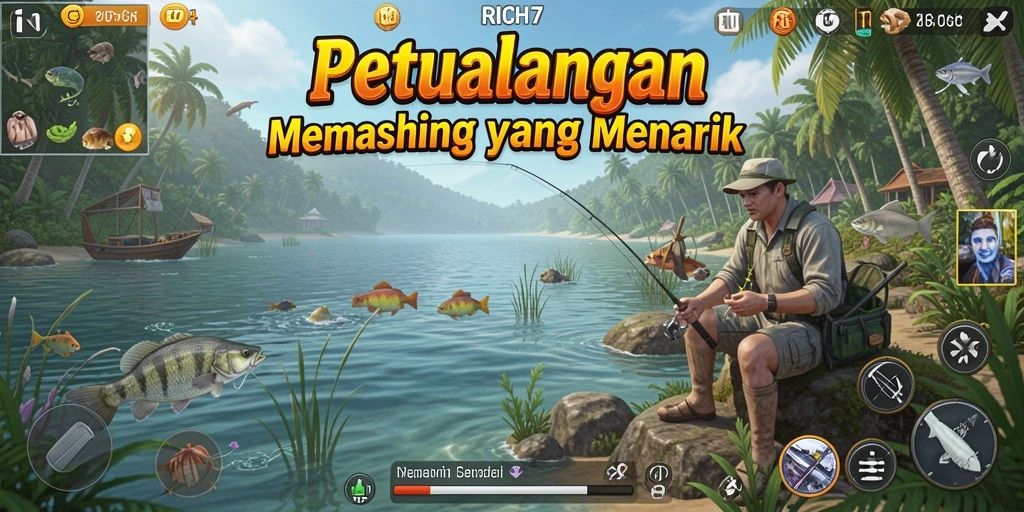 Tampilan gameplay memancing yang seru di RICH7.