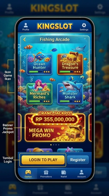 Menu aplikasi kingslot yang ramah pengguna dan intuitif.